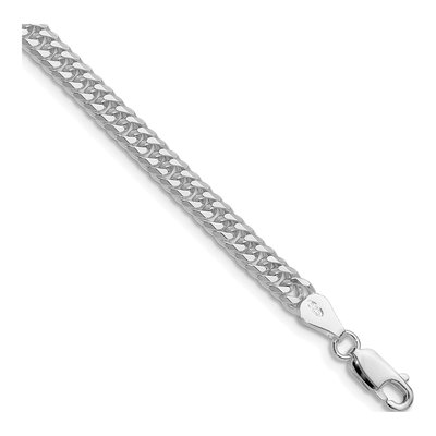 Sterling Silver 4.8mm Diamond-Cut Double Curb Chain Bracelet