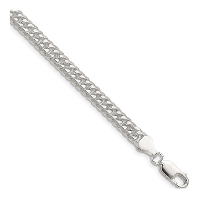 Sterling Silver 5.7mm Diamond-Cut Double Curb Chain Bracelet