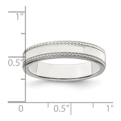 Sterling Silver 4mm Flat Rope Edge Wedding Band – view 4