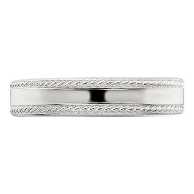 Sterling Silver 4mm Flat Rope Edge Wedding Band – view 5