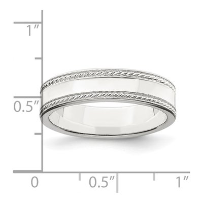 Sterling Silver 5mm Flat Rope Edge Wedding Band – view 4