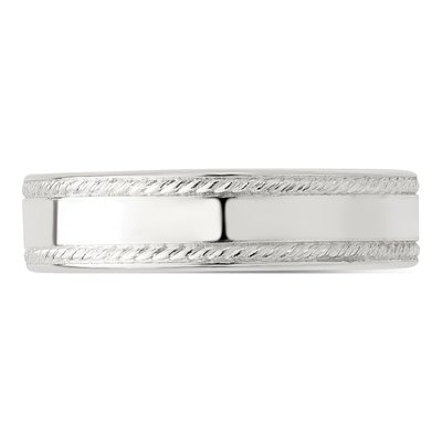 Sterling Silver 5mm Flat Rope Edge Wedding Band – view 5