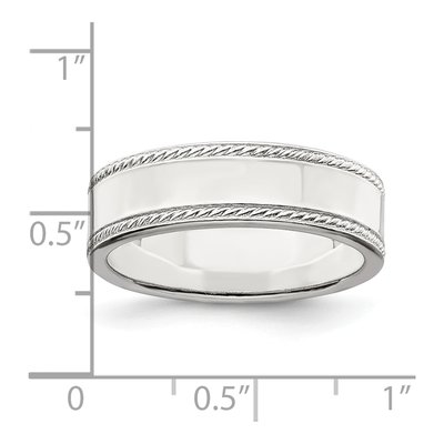 Sterling Silver 6mm Flat Rope Edge Wedding Band – view 4