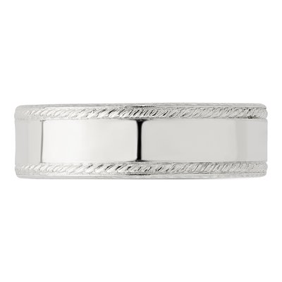 Sterling Silver 6mm Flat Rope Edge Wedding Band – view 5