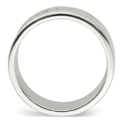 Sterling Silver 7mm Flat Rope Edge Wedding Band – view 3