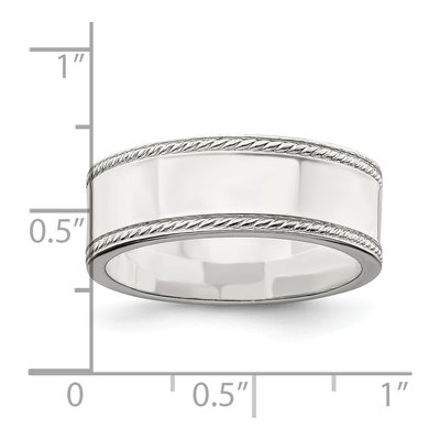 Sterling Silver 7mm Flat Rope Edge Wedding Band – view 4