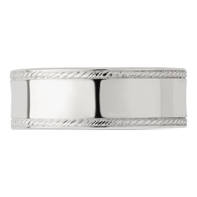Sterling Silver 7mm Flat Rope Edge Wedding Band – view 5