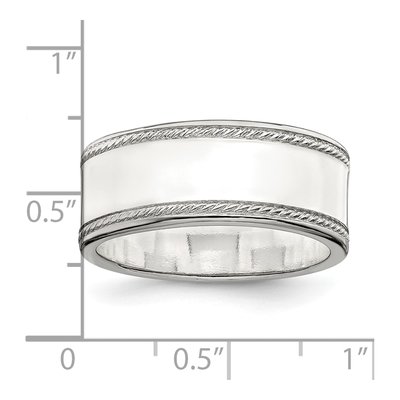 Sterling Silver 8mm Flat Milgrain Wedding Band – view 4