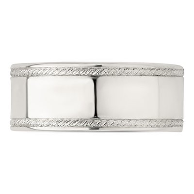 Sterling Silver 8mm Flat Milgrain Wedding Band – view 5
