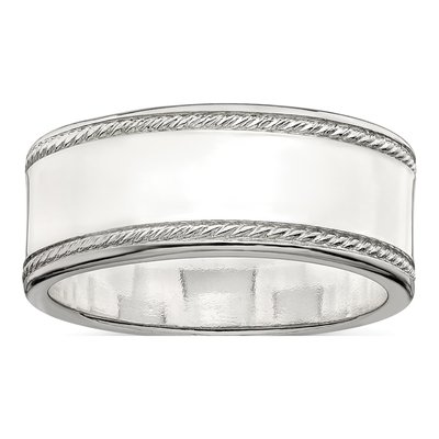 Sterling Silver 8mm Flat Milgrain Wedding Band