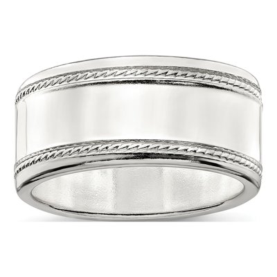 Sterling Silver 9.5mm Flat Wedding Band