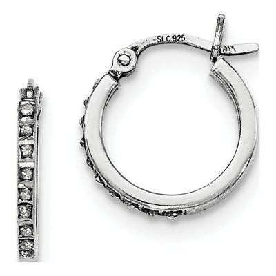 Sterling Silver Diamond Hoop Earrings Set of 3 – view 5
