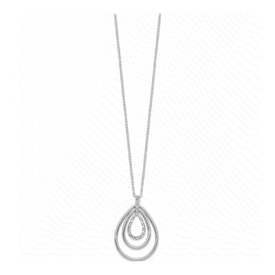 Sterling Silver Diamond Triple Teardrop Pendant Necklace – view 2