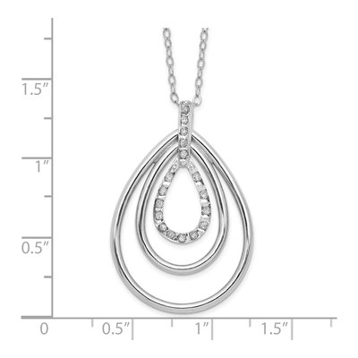 Sterling Silver Diamond Triple Teardrop Pendant Necklace – view 3