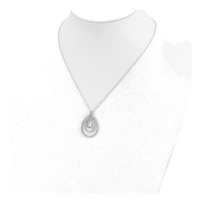 Sterling Silver Diamond Triple Teardrop Pendant Necklace – view 4