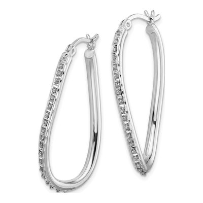Sterling Silver 35mm Diamond Twist Hoop Earrings – view 3