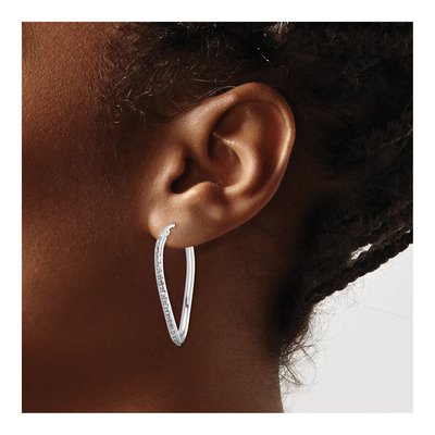 Sterling Silver 35mm Diamond Twist Hoop Earrings – view 4