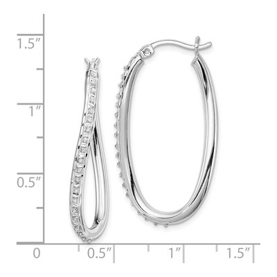 Sterling Silver 35mm Diamond Twist Hoop Earrings – view 5