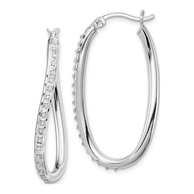 Sterling Silver 35mm Diamond Twist Hoop Earrings