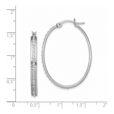 Sterling Silver 37mm Diamond Mystique Oval Hoop Earrings – view 5