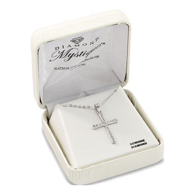 Sterling Silver Diamond Cross Pendant Necklace – view 6