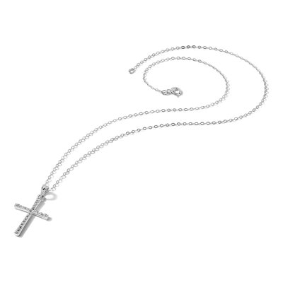 Sterling Silver Diamond Cross Pendant Necklace – view 8