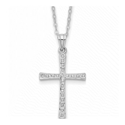 Sterling Silver Diamond Cross Pendant Necklace