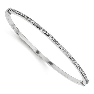 Sterling Silver Diamond Mystique Hoop Earrings & Bangle Set – view 3