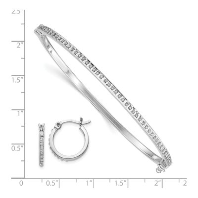 Sterling Silver Diamond Mystique Hoop Earrings & Bangle Set – view 4