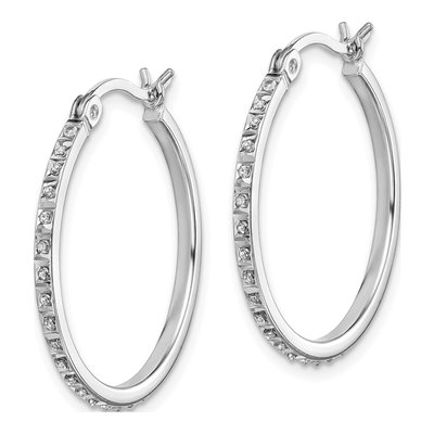 Sterling Silver 25mm Diamond Mystique Hoop Earrings – view 3