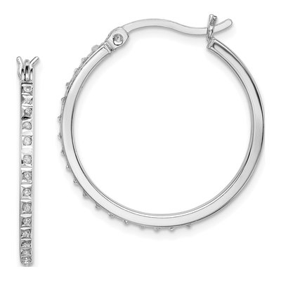 Sterling Silver 25mm Diamond Mystique Hoop Earrings