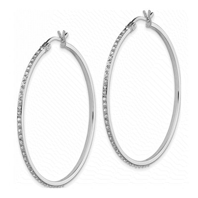 Sterling Silver 47mm Diamond Mystique Hoop Earrings – view 3