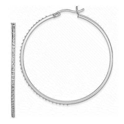 Sterling Silver 47mm Diamond Mystique Hoop Earrings