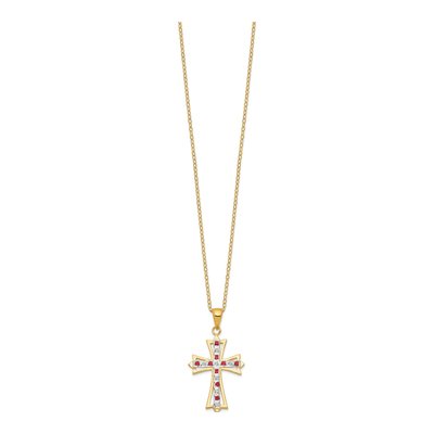 Gold-Plated Sterling Silver Ruby Cross Pendant Necklace – view 3