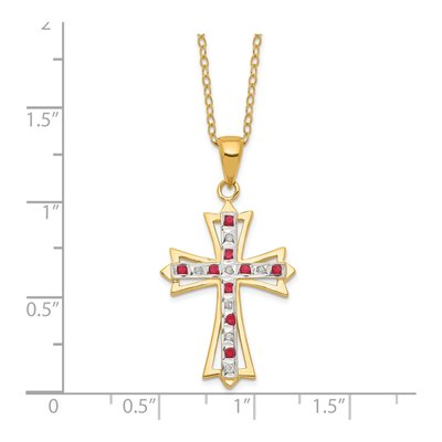Gold-Plated Sterling Silver Ruby Cross Pendant Necklace – view 4