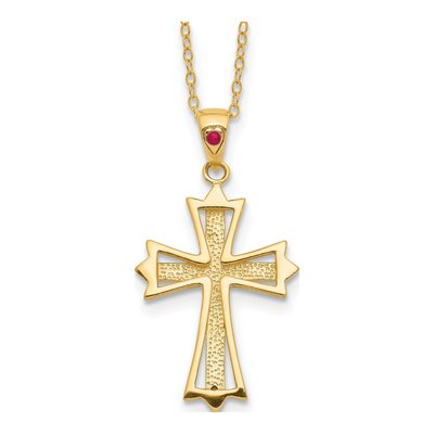 Gold-Plated Sterling Silver Ruby Cross Pendant Necklace – view 6