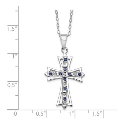 Sterling Silver Sapphire Cross Necklace – view 6