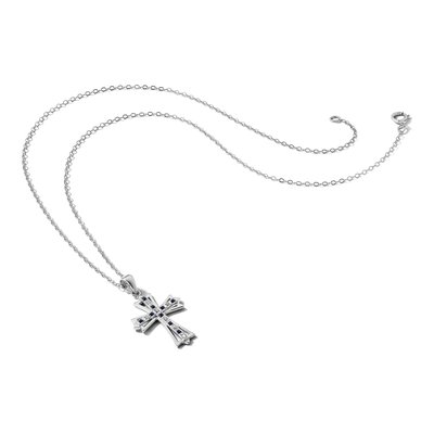 Sterling Silver Sapphire Cross Necklace – view 7