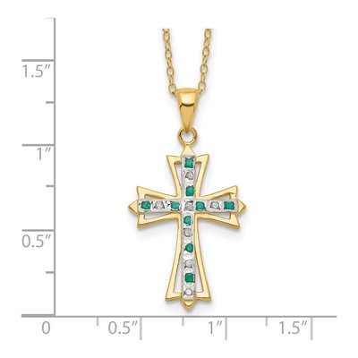 Gold-Plated Sterling Silver Emerald Cross Pendant Necklace – view 4