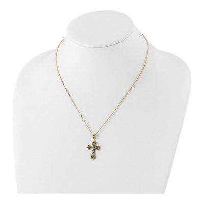 Gold-Plated Sterling Silver Emerald Cross Pendant Necklace – view 5