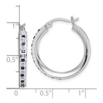 Sterling Silver 25mm Sapphire Hoop Earrings – view 5