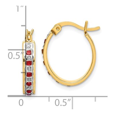 Gold-Plated Sterling Silver 19mm Ruby Oval Hoop Earrings – view 5
