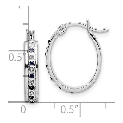 Sterling Silver 19mm Sapphire Oval Hoop Earrings – view 5