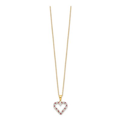 Gold-Plated Sterling Silver Ruby Heart Pendant Necklace – view 3