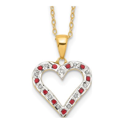 Gold-Plated Sterling Silver Ruby Heart Pendant Necklace