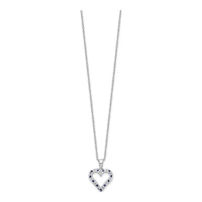 Sterling Silver Sapphire Heart Pendant Necklace – view 3
