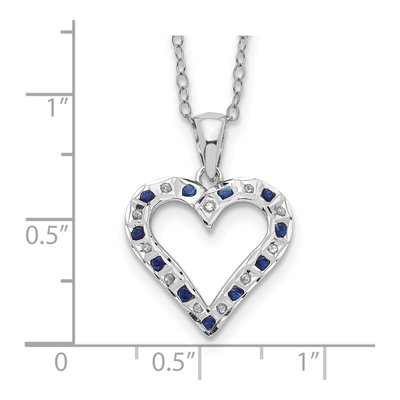 Sterling Silver Sapphire Heart Pendant Necklace – view 4