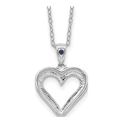 Sterling Silver Sapphire Heart Pendant Necklace – view 6
