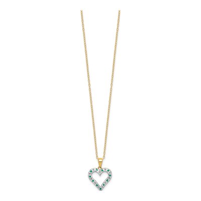 Gold-Plated Sterling Silver Emerald Heart Pendant Necklace – view 3