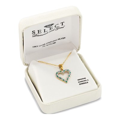 Gold-Plated Sterling Silver Emerald Heart Pendant Necklace – view 7